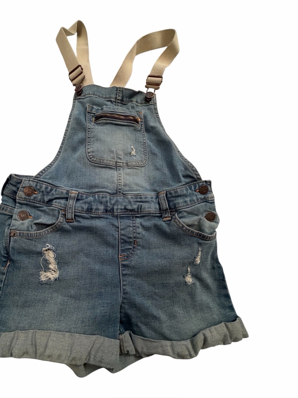 Justice Girls Denim Shortalls/ Adjustable Straps - Blue-Size 16/14-16/XL